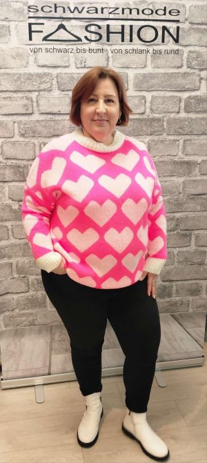 Pullover mit Herzen in Pink