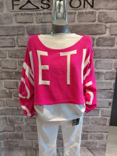 Crop Pullover mit Schriftzug Pink