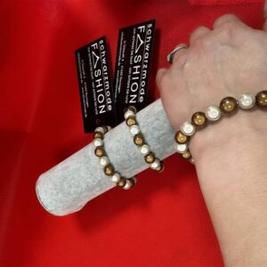 Perlenarmband Kunststoff Braun Beige