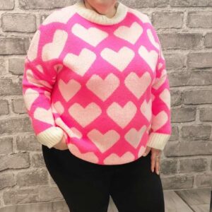 Pullover mit Herzen in Pink
