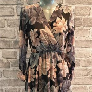 Kleid mit V-Ausschnitt Blumen print