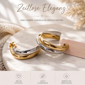 Creolen Ohrringe Damen Gold Siilber Bicolor