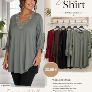 Spitzenshirt mit V- Ausschnitt